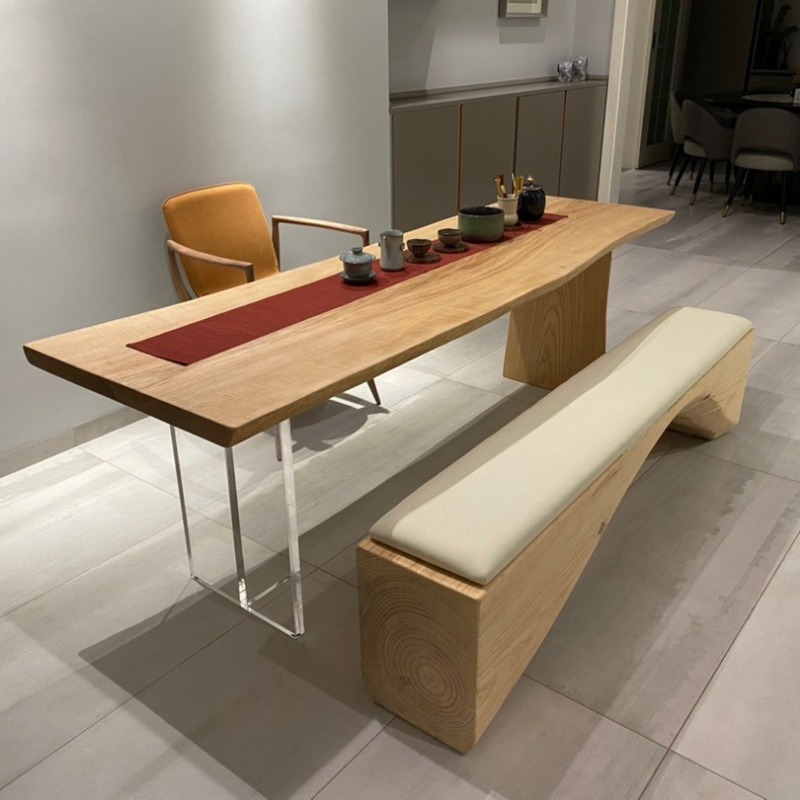 Office Furniture Desk - İskandinav Masif Ahşap Akrilik Yüzer Masa