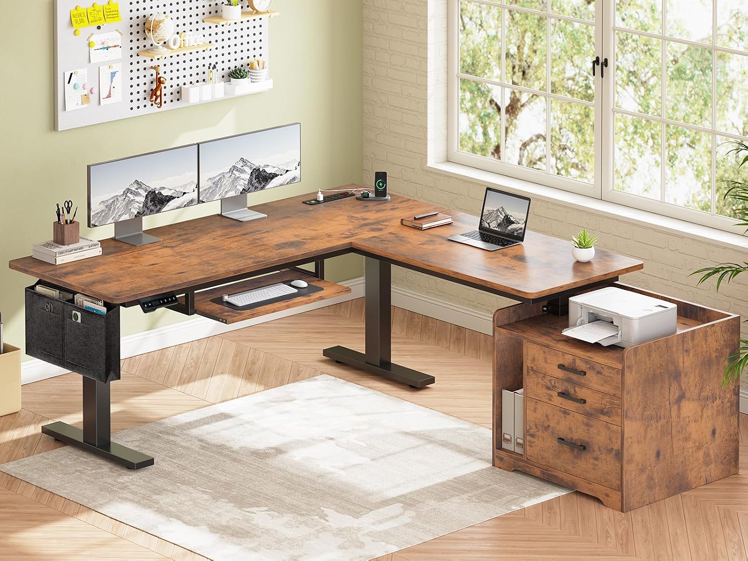 Office Furniture Outlet - L Şeklinde Elektrikli Ayakta Çalışma Masası,