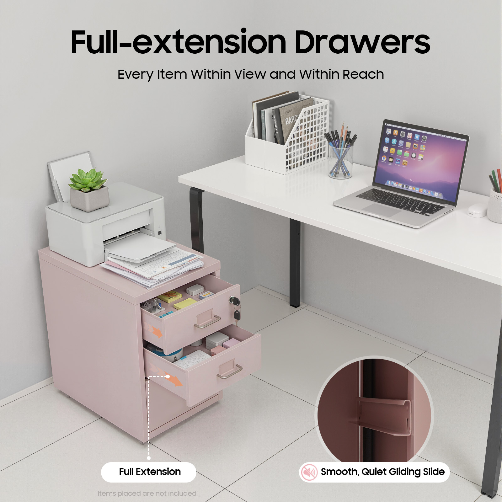 Office Furniture Filing Cabinets - Hareketli 3 Katlı Dikey Dosya Dolabı,