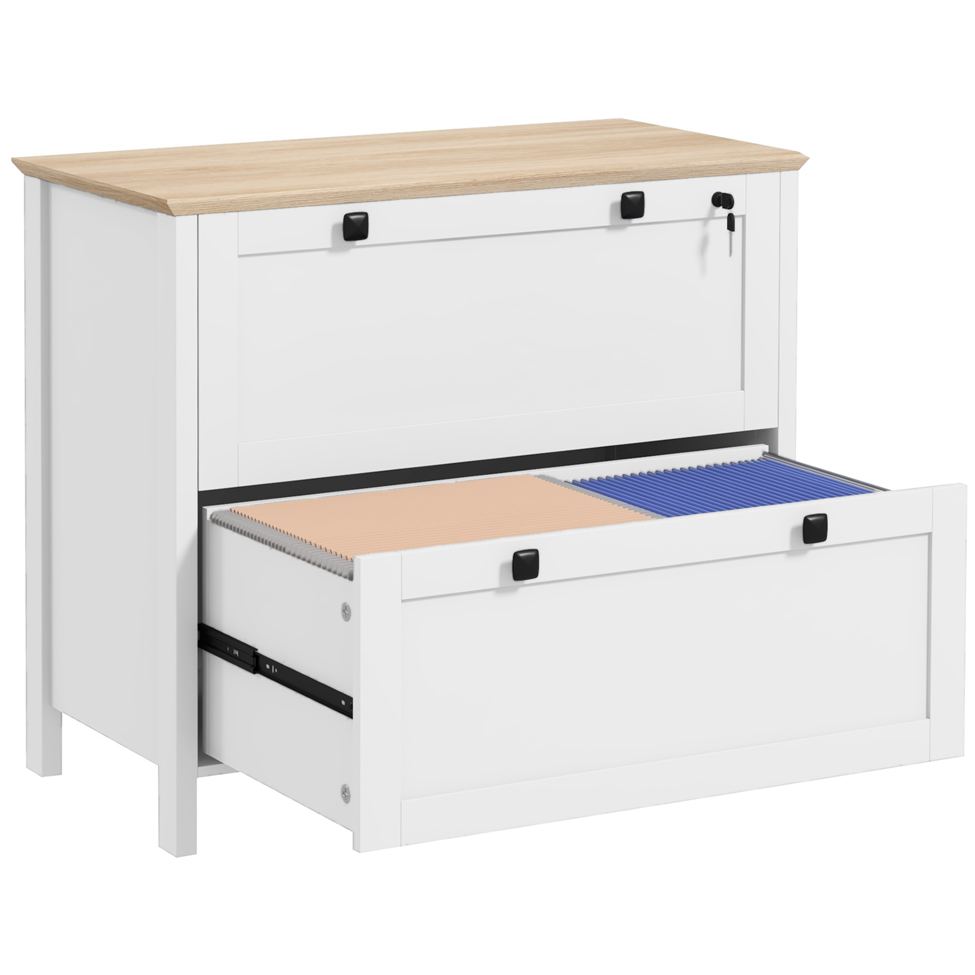 Office Furniture Filing Cabinets - 2 Çekmeceli Kilitli Dosya Dolabı, Anahtarlı