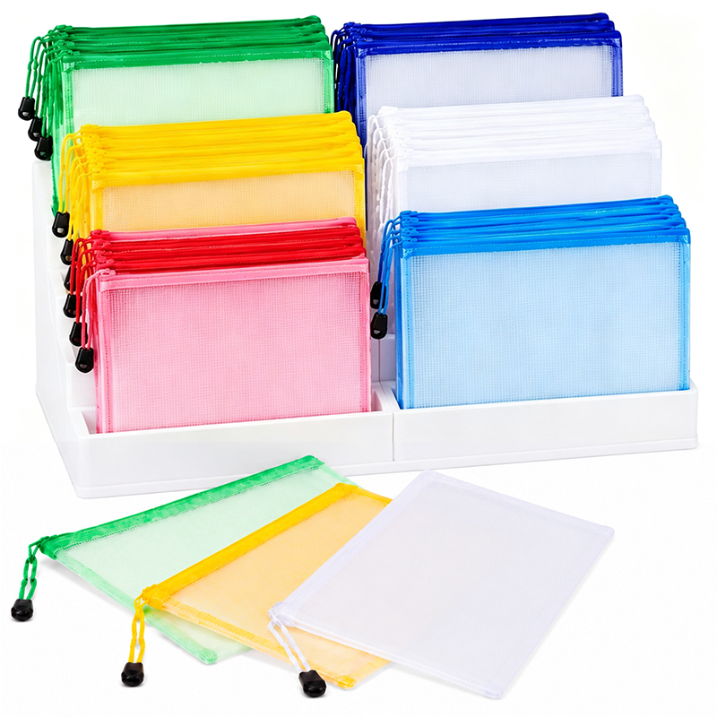Binder Storage Box - 5/20 adet A4/A5 örgü fermuarlı kese