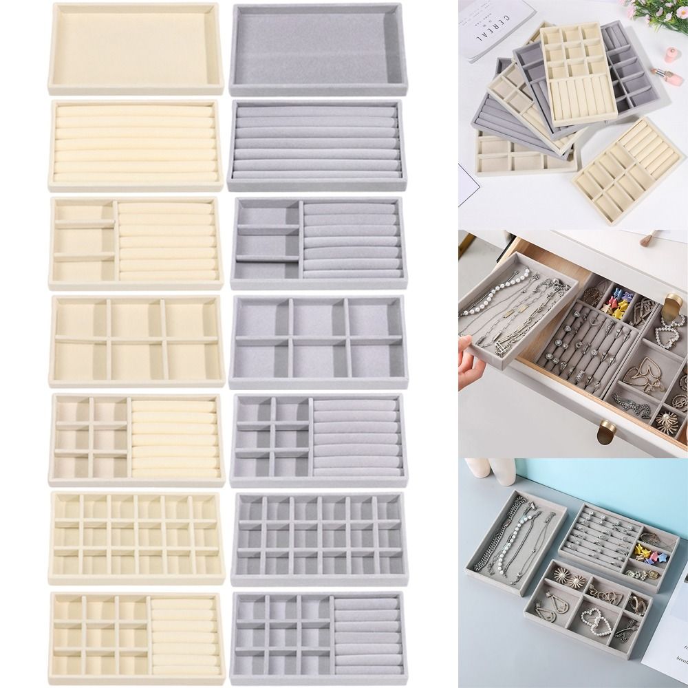 Drawer Organizer Tray - Organizatör Kutusu İstiflenebilir Kadife Takı Saklama