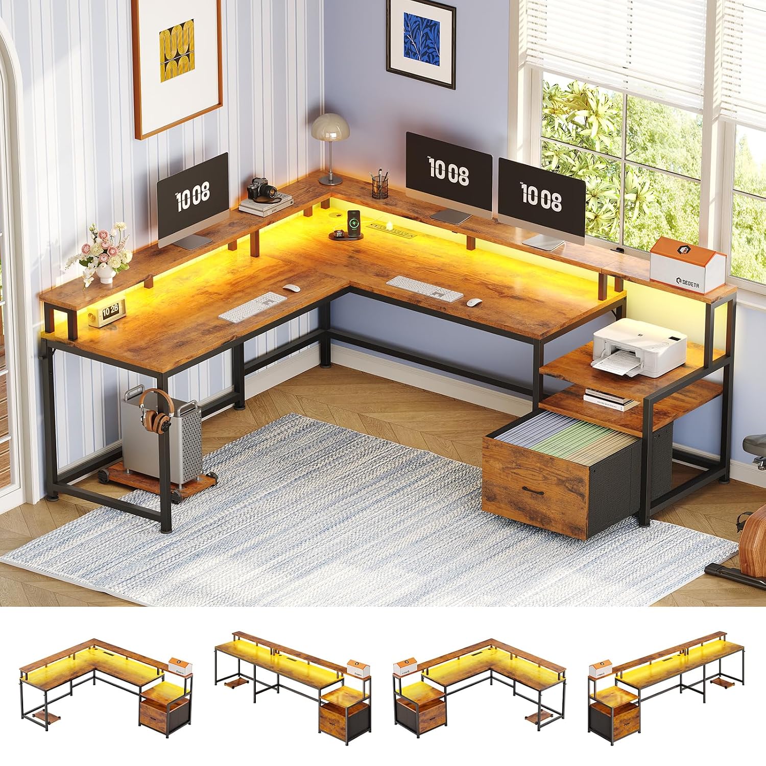 Office Furniture Outlet - L Şeklinde Elektrik Çıkışlı, Dosya Çekmeceli,
