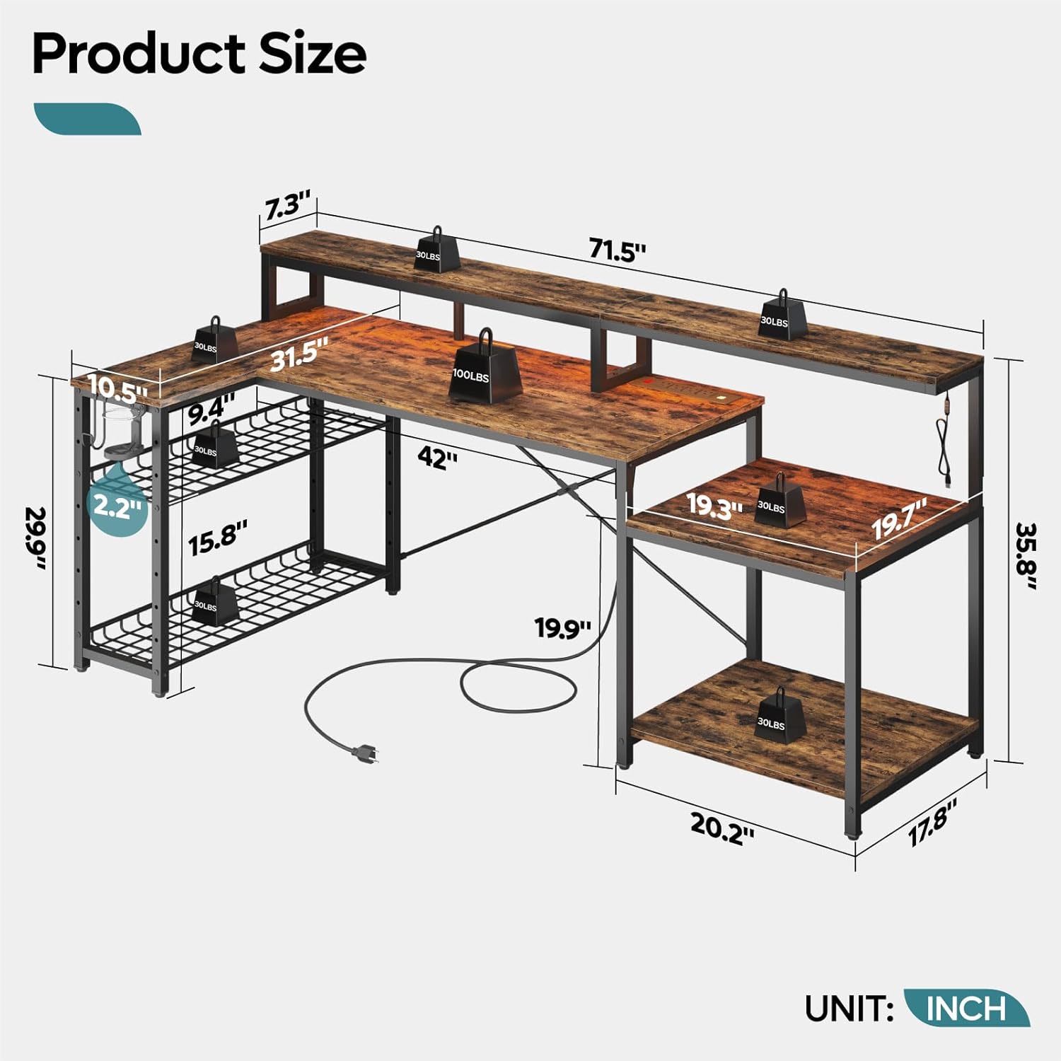 71,5 inç Prizli Bilgisayar Mas - Office Furniture Outlet incelemesi ve fiyatı