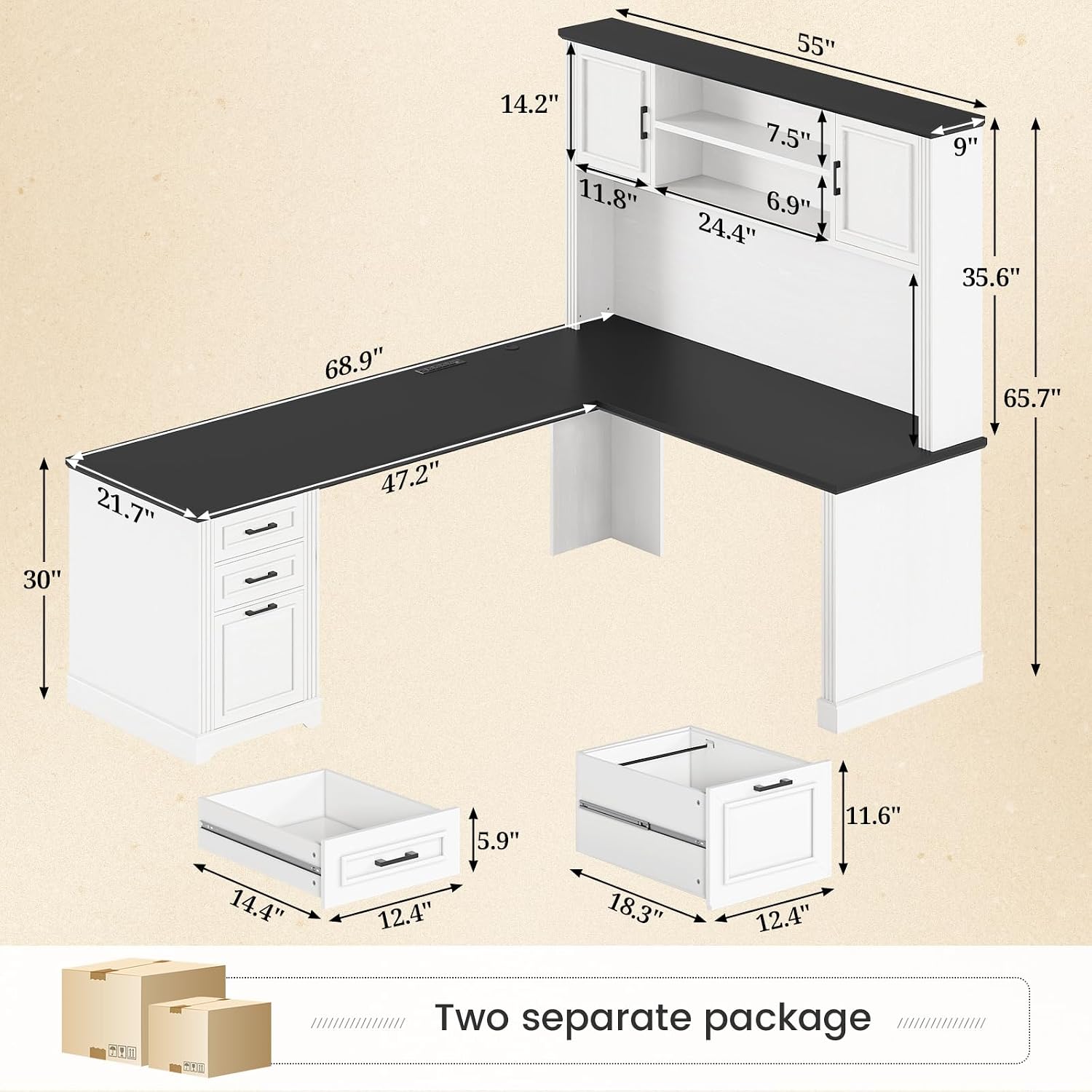 L Şeklinde, Üst Raflı ve 3 Çek - Office Furniture Outlet incelemesi ve fiyatı