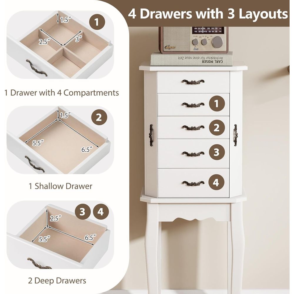 Beyaz Ayaklı Mücevher Dolabı,  - Drawer Organizer Tray incelemesi ve fiyatı