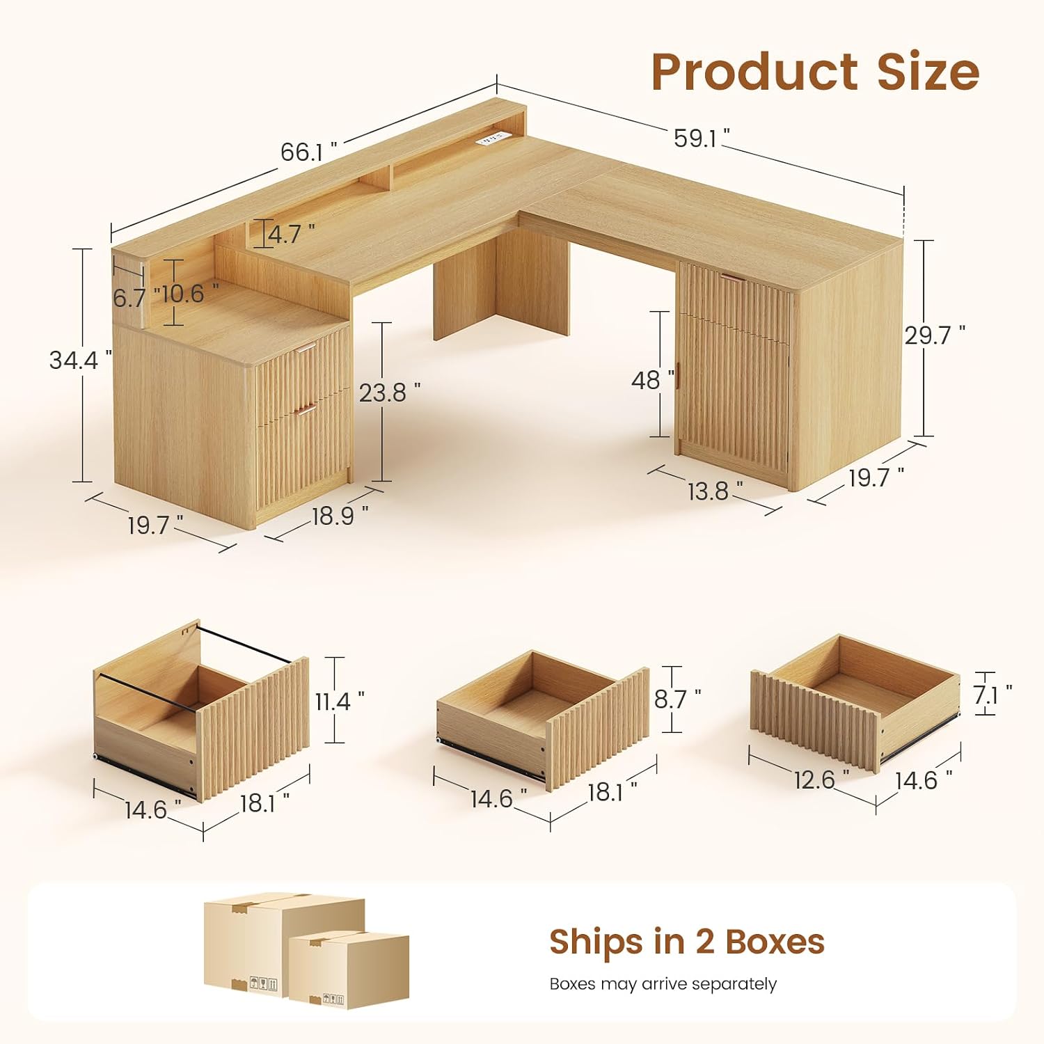 66 inç L Şeklinde Çekmeceli Ça - Office Furniture Outlet incelemesi ve fiyatı