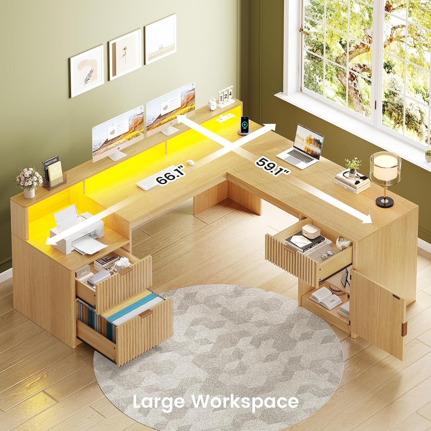 66 inç L Şeklinde Çekmeceli Ça - Office Furniture Outlet incelemesi ve fiyatı